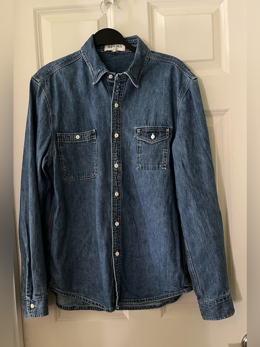 Alex Mill Men’s Denim Utility Button Down Shirt Indigo Blue M